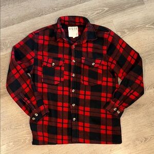 Men's Red and Black Plaid Shirt